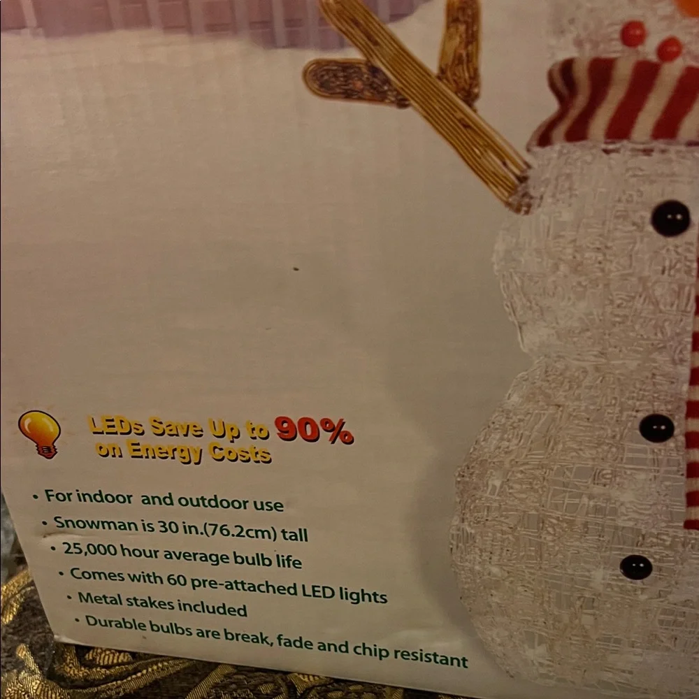 Merry Brite LED Snowman with Red and White Scarf